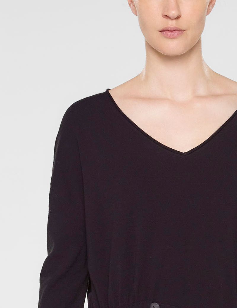 Sarah Pacini Langer sweater mit v-ausschnitt und weichem gürtel