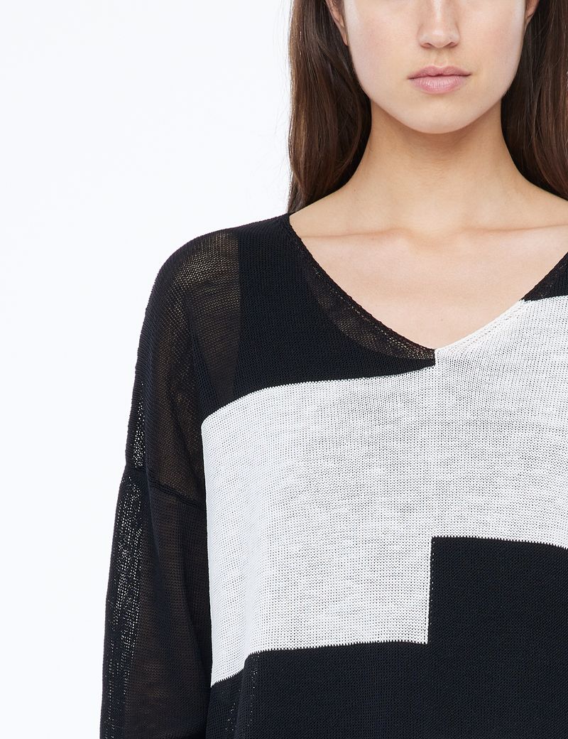 Sarah Pacini Two-tone sweater - V-neck