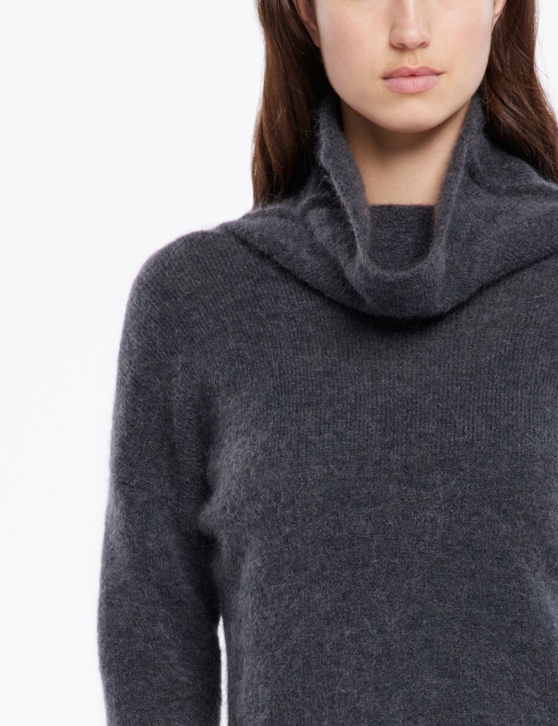 Grey mohair mohair-merino sweater by Sarah Pacini