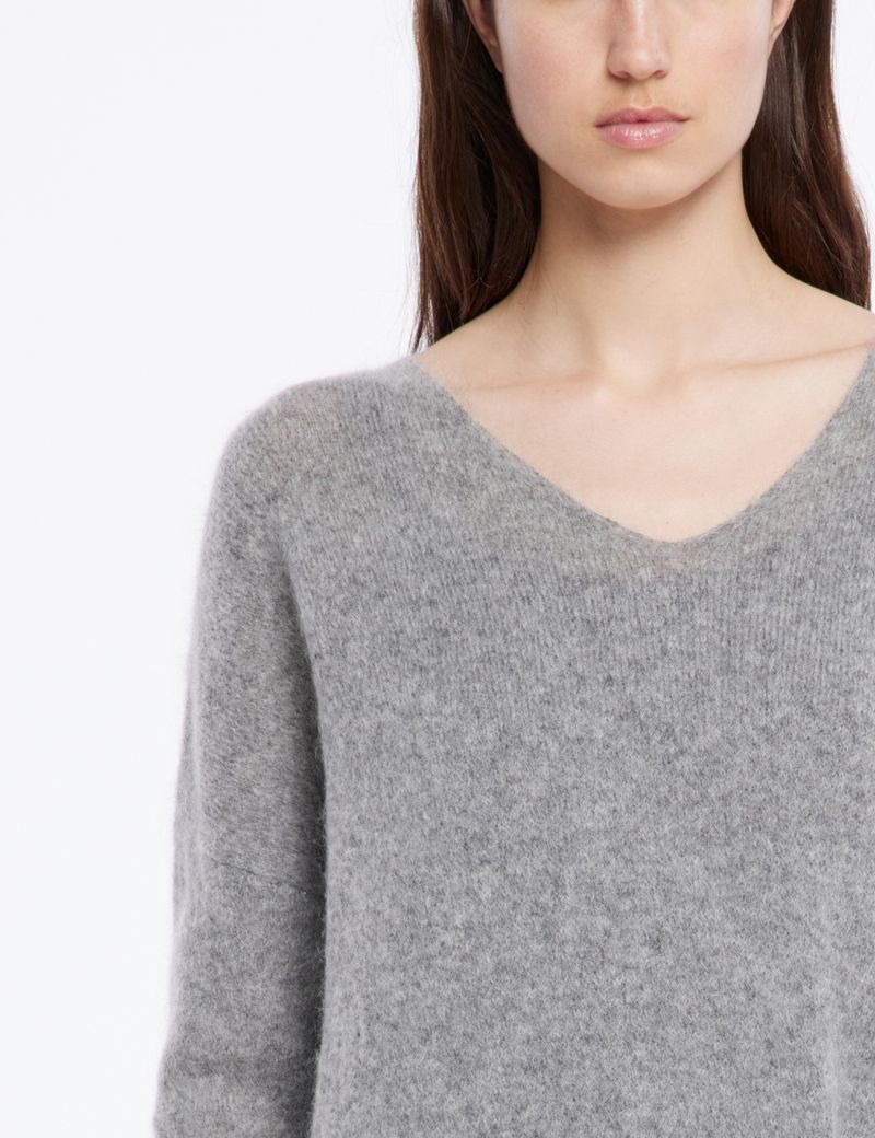 Grey mohair mohair-merino sweater by Sarah Pacini