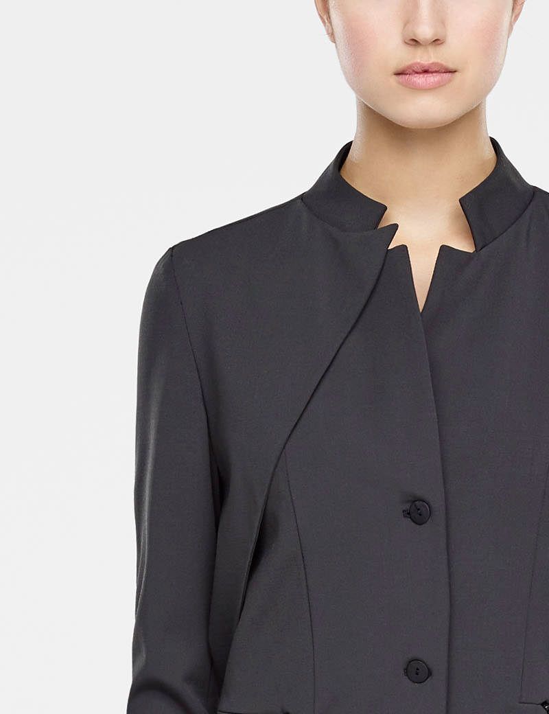 Grey wool jacket, asymmetric design by Sarah Pacini