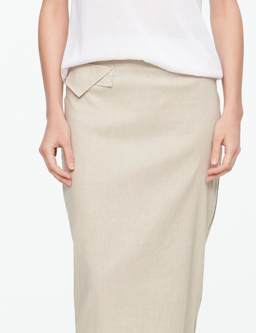 Khaki pencil 2024 skirt zipper