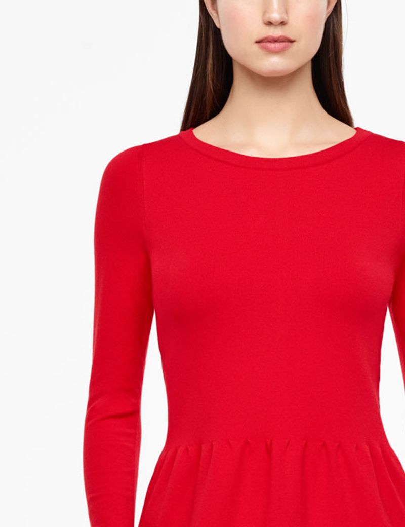 Red viscose knee-length dress by Sarah Pacini