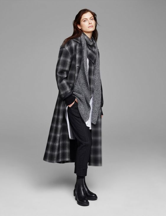 Sarah Pacini Flannel overcoat - checkered