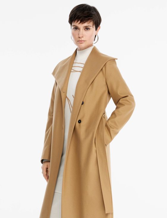 Sarah Pacini Felt wool coat – belt pocket