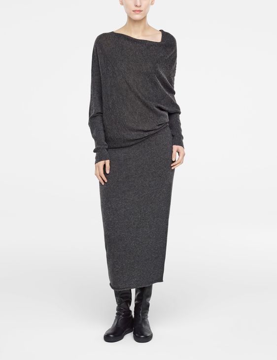 Sarah Pacini Long dress with asymmetric sleeves