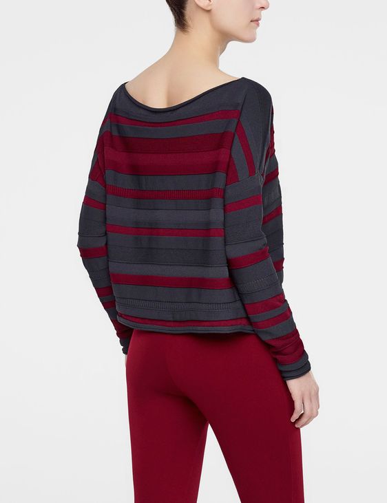 Sarah Pacini Short sweater, line pattern