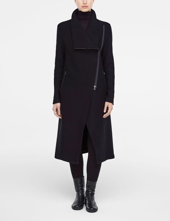 Sarah Pacini Maxi coat with side zipper