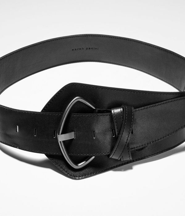 Sarah Pacini Leather belt with oblong buckle
