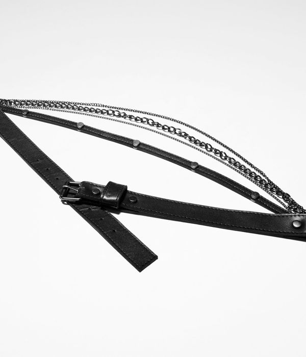 Sarah Pacini Leather belt with silver chains