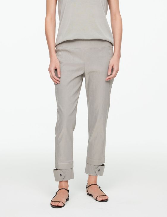 Sarah Pacini CROPPED LINEN PANTS WITH CUT-OUTCUFFS