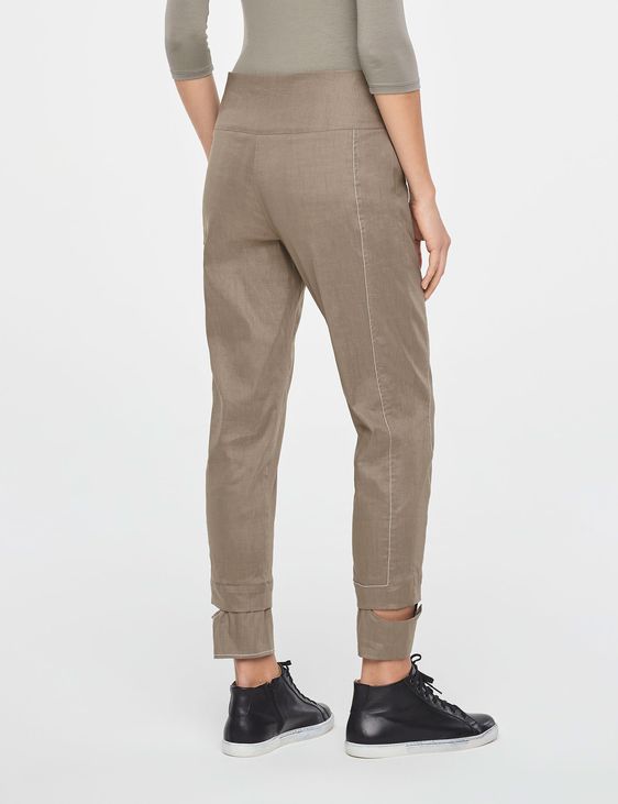 Sarah Pacini CROPPED LINEN PANTS WITH CUT-OUTCUFFS