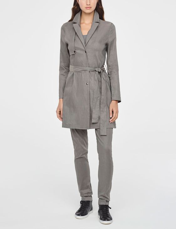 Sarah Pacini SINGLE-BREASTED LINEN TRENCH COAT