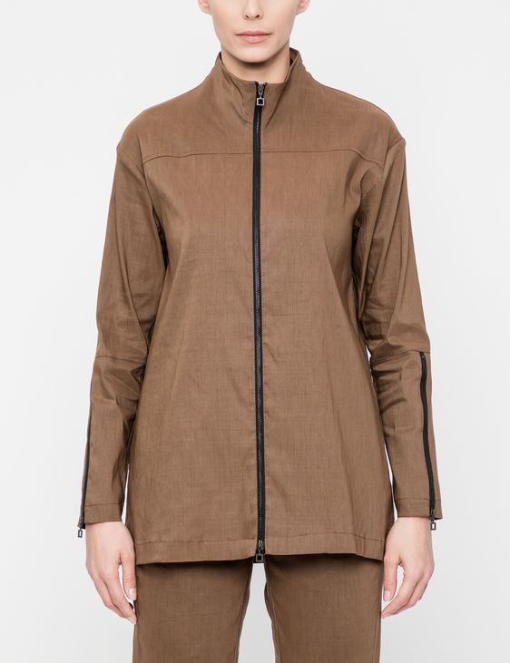 Sarah Pacini Stretch linen jacket - zippered slits