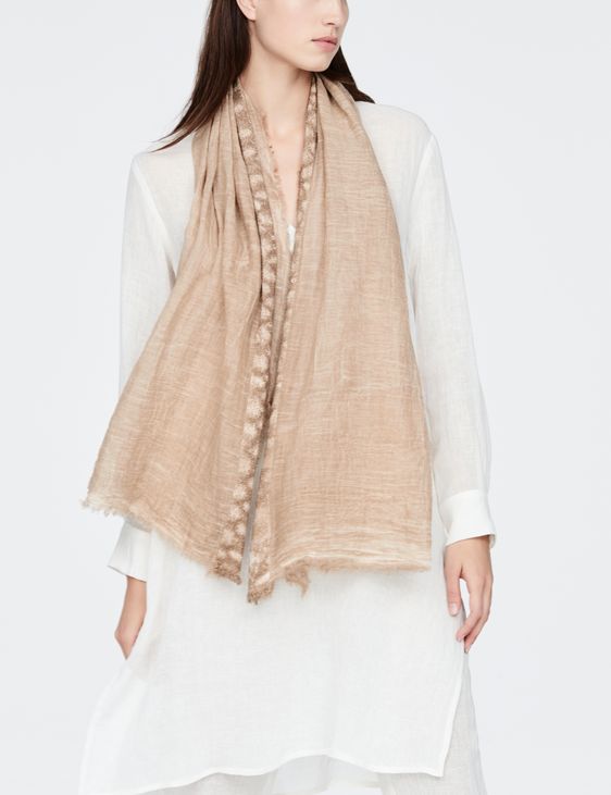 Sarah Pacini Fine cotton scarf - appliqué