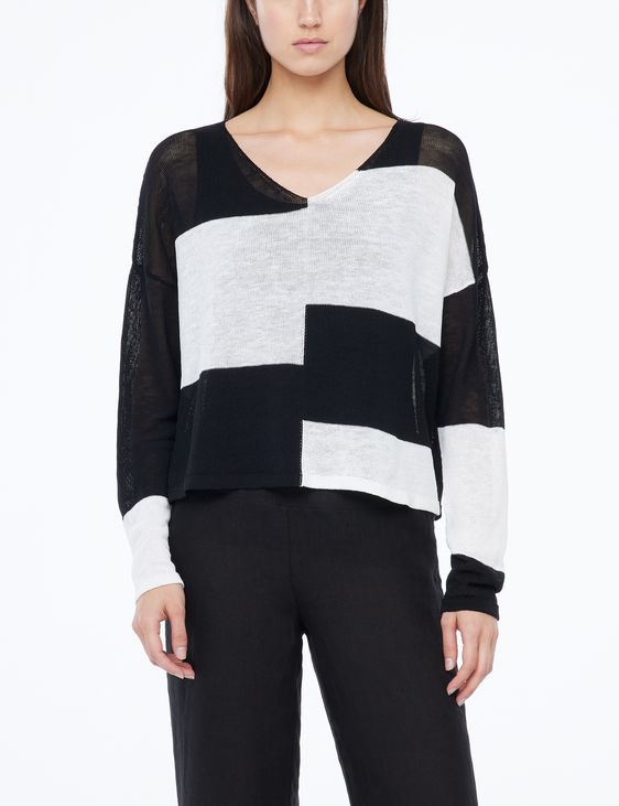 Sarah Pacini Two-tone sweater - V-neck