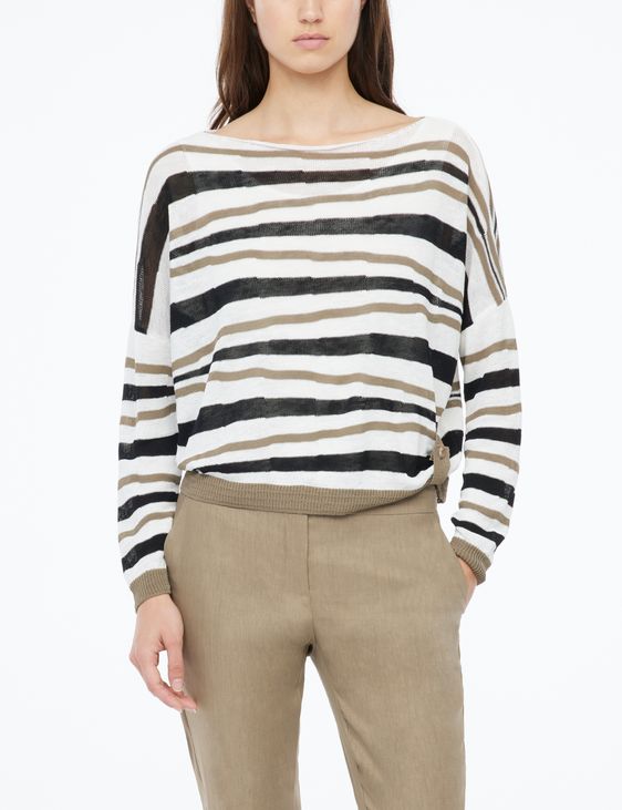 Sarah Pacini Asymmetrischer Pullover - Streifen