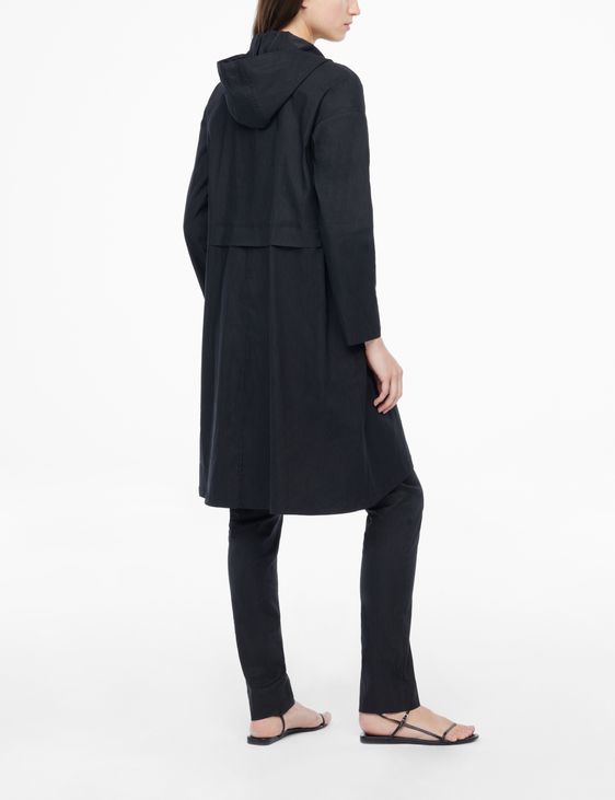 Sarah Pacini Stretch-linen coat - hood