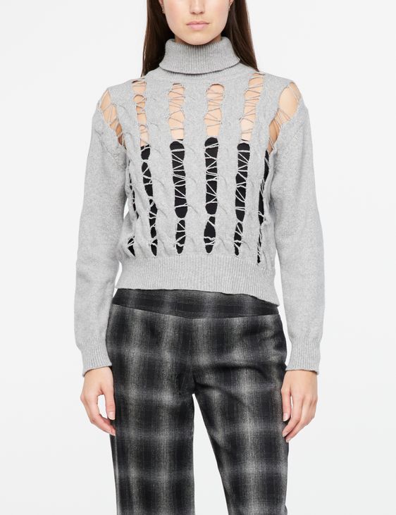 Sarah Pacini Openwork sweater - cable motif