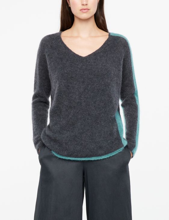 Sarah Pacini Zweifarbiger Pullover - V-Ausschnitt