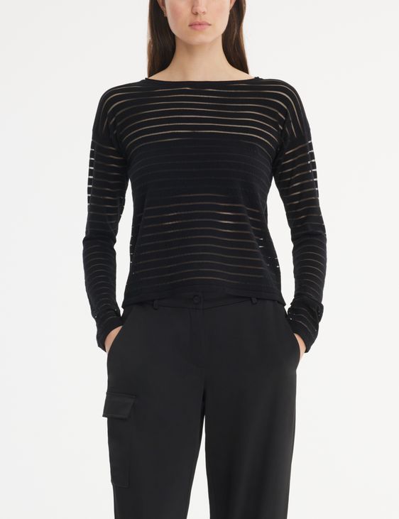 Sarah Pacini Taillierter Pullover - transparente Streifen
