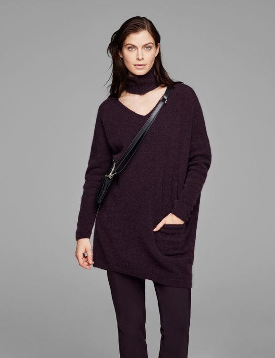 Grey mohair mohair-merino sweater by Sarah Pacini