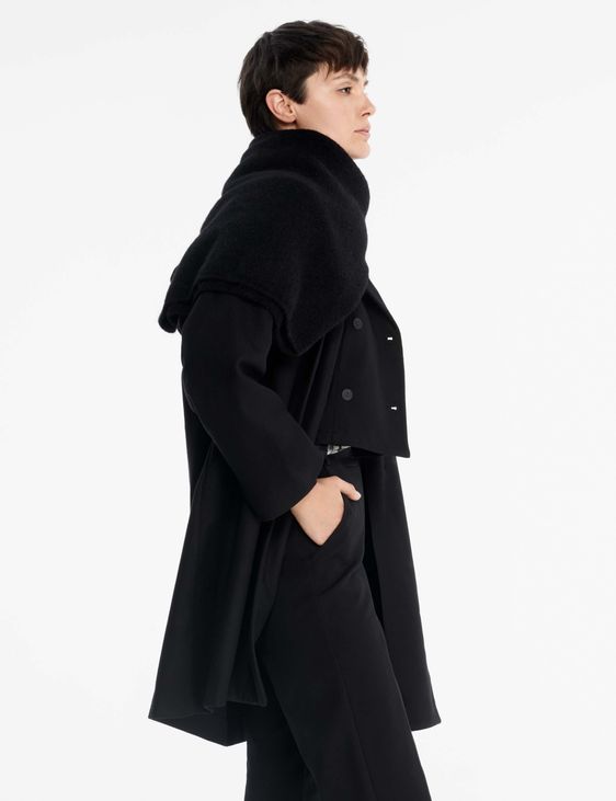 Black wool felt wool coat – hood by Sarah Pacini