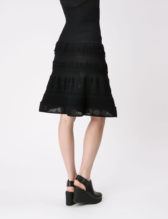 Knee length outlet black layered skirt