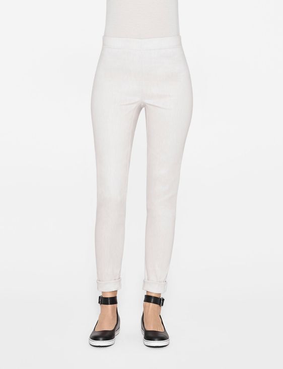 Grey linen long leggings by Sarah Pacini