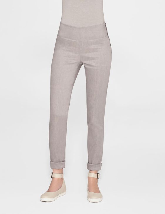 Grey linen long leggings by Sarah Pacini