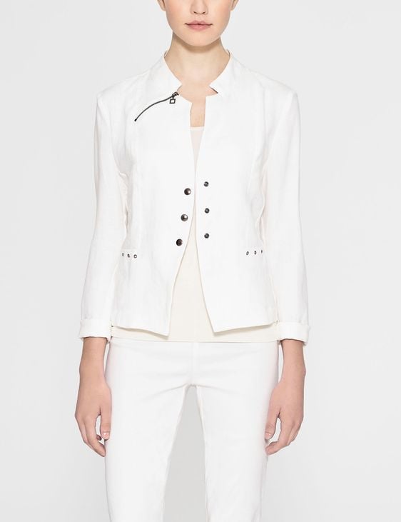 Short white deals linen jacket