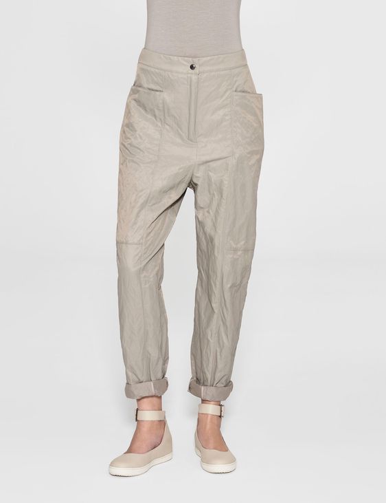 Green-grey wide leg pants with pockets by Sarah Pacini