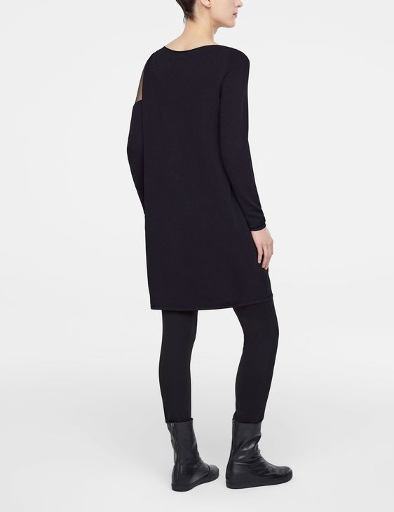 Black dress with translucent back by Sarah Pacini