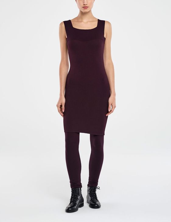 Purple knee-length dress - square neckline by Sarah Pacini