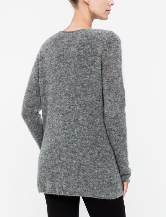 Grey mohair mohair-merino sweater by Sarah Pacini