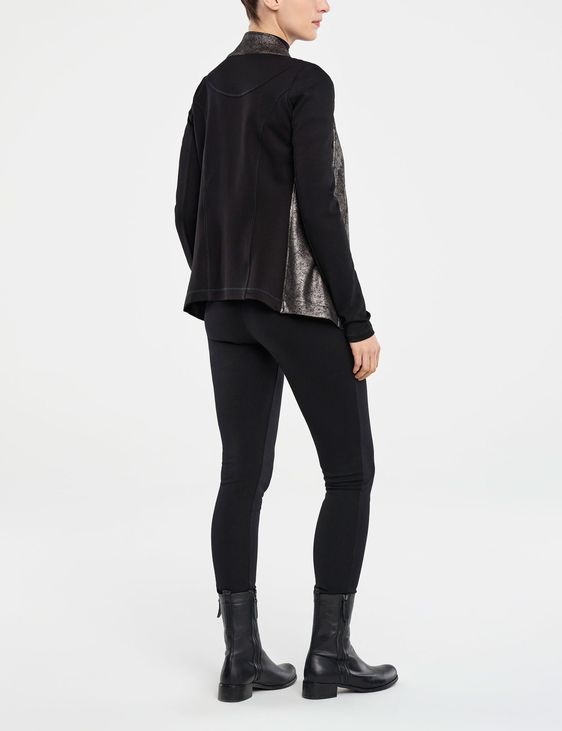 Black elastane shimmering jacket by Sarah Pacini