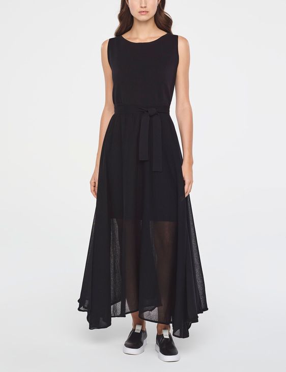 Black cotton maxi dress - flare design by Sarah Pacini