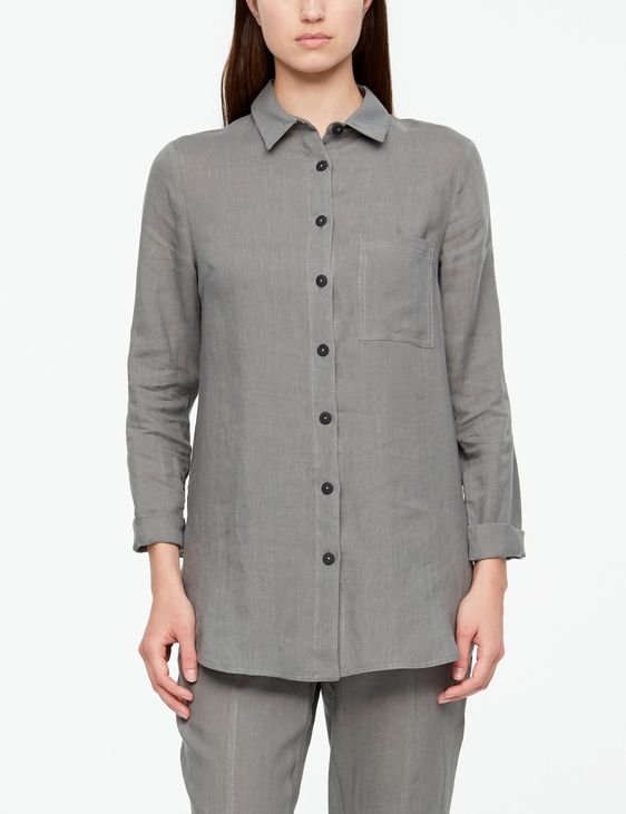 Grey linen timeless linen shirt by Sarah Pacini
