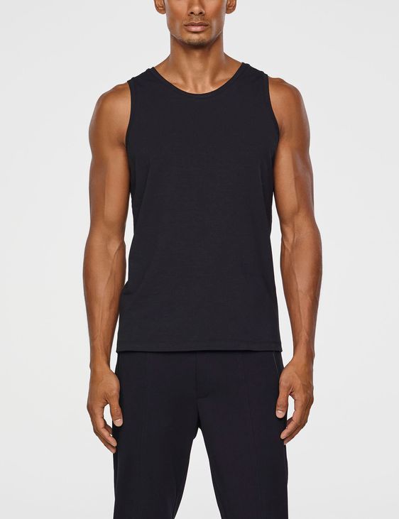 Black cotton stretch cotton tank top by Sarah Pacini