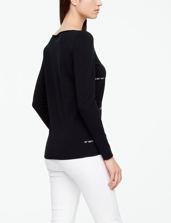 Black viscose sweater - lettering by Sarah Pacini