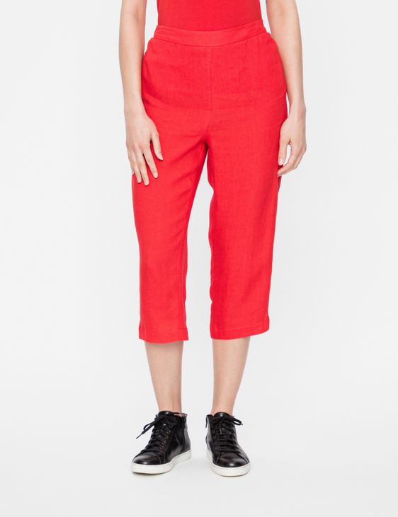 Red linen capri pants - linen by Sarah Pacini