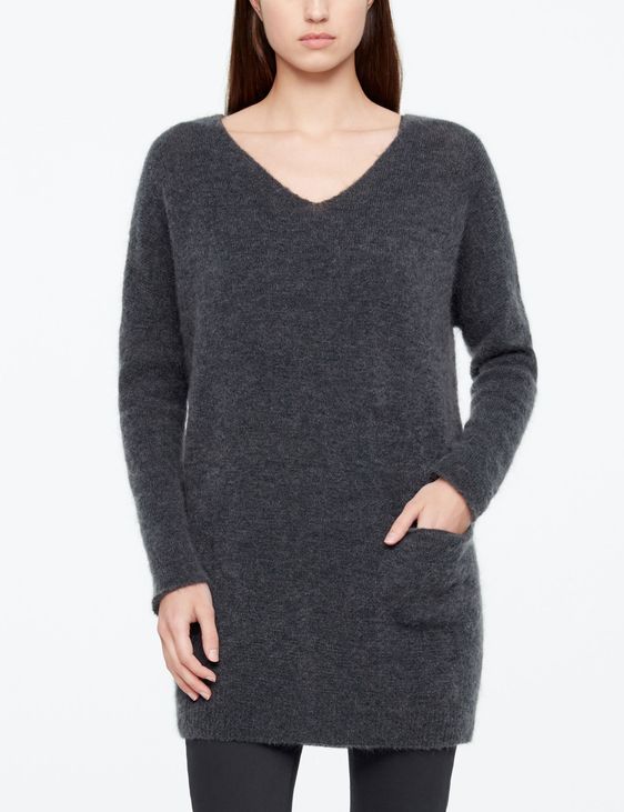 Grey mohair mohair-merino sweater by Sarah Pacini