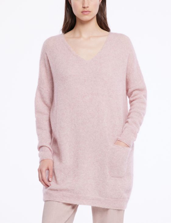 Pink mohair-merino sweater - v-neck by Sarah Pacini