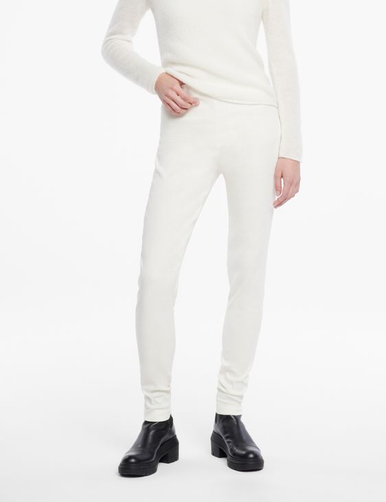 White linen linen-viscose leggings by Sarah Pacini