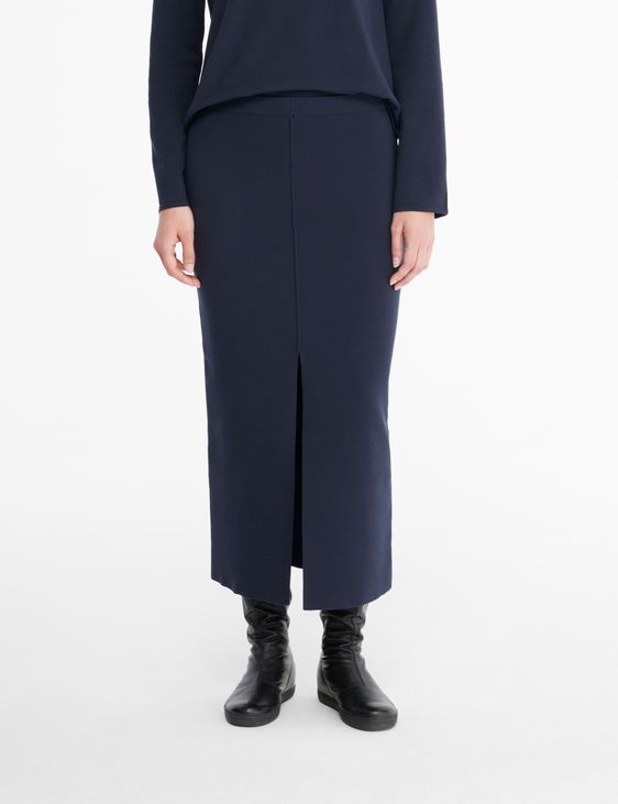 Blue viscose knit skirt patchwork by Sarah Pacini