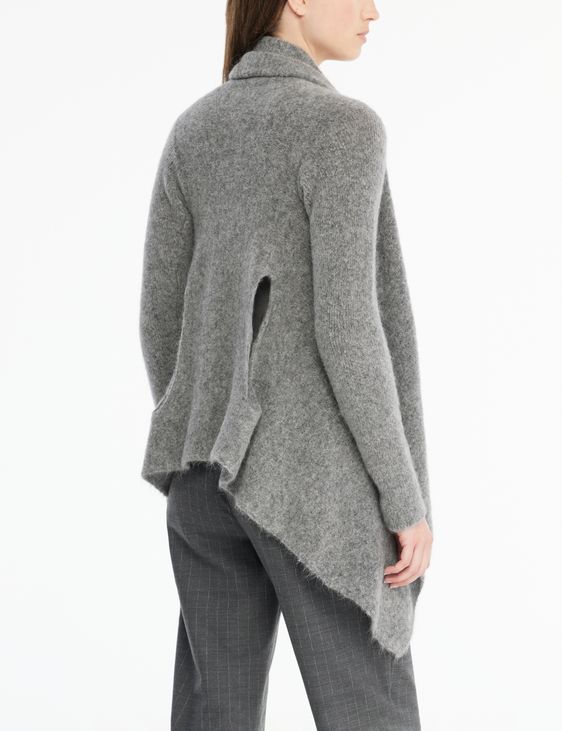 Sarah Pacini women's wool belted open cardigan sweater one size gray