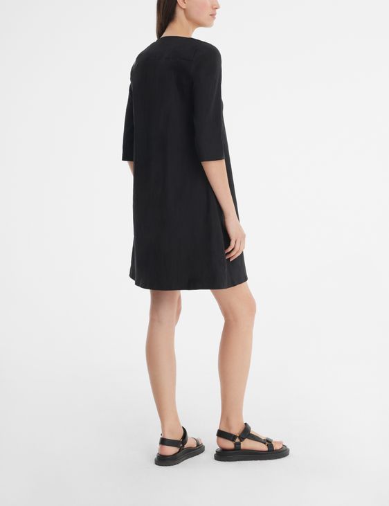 Black knee-length dress - stretch linen by Sarah Pacini