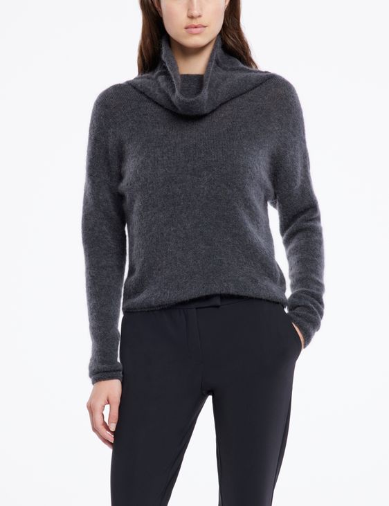 Grey mohair mohair-merino sweater by Sarah Pacini