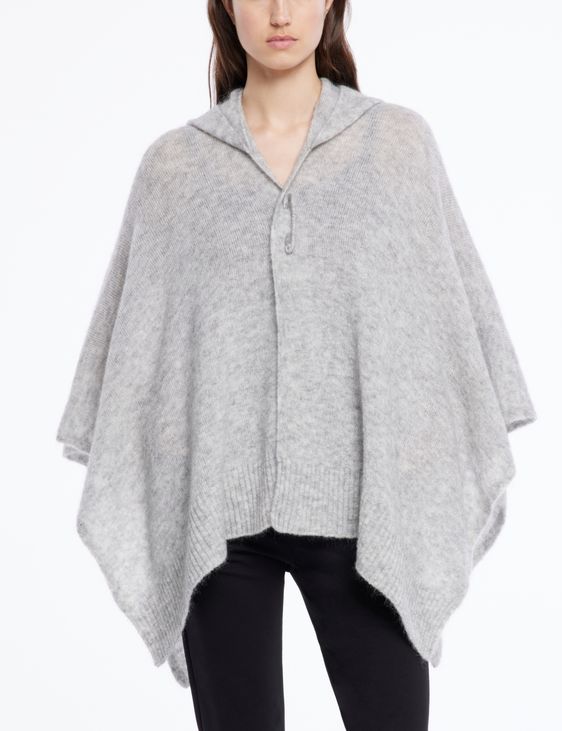 Poncho-hood - mohair-merino