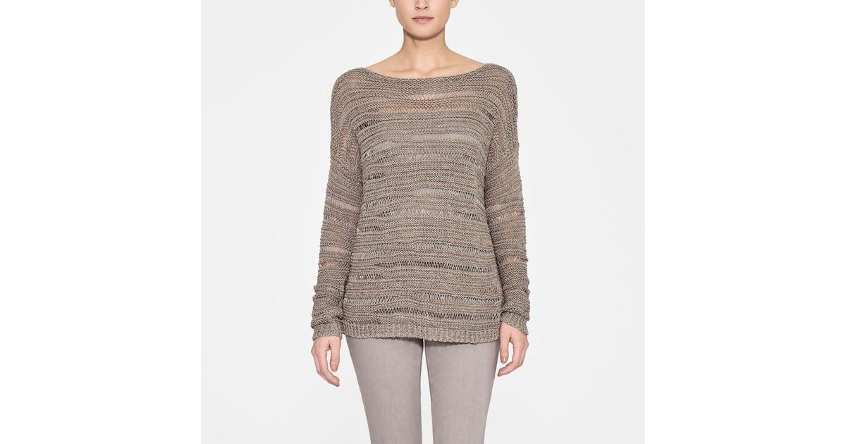 Pull Sarah Pacini - Gris - Gros Tricot Léger Avec Méga Col - Taille EG - Occasion Très Bon état